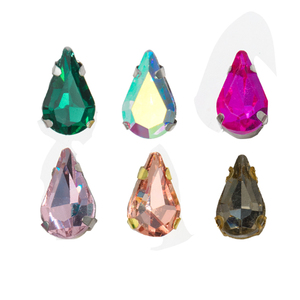 Kristal Rhinestone Bentuk Tetes 13*18mm, Flatback, untuk Dijahit, Setting Cakar Logam, untuk Sepatu, Gaun, dan Fesyen - Product Image 3