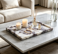 Plateau de rangement et de service en marbre Calacatta Viola poli, pierre naturelle de luxe, pour bijoux, salle de bain, coiffeuse, maison, hôtel, décoration de table