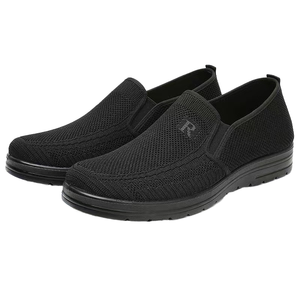 Zapatos Deportivos de Punto con Suela de PU para Hombre, Transpirables, Ligeros, Antideslizantes, Estilo Slip-On, Color Negro, para Caminar, Trotar, Primavera y Verano - Product Image 2