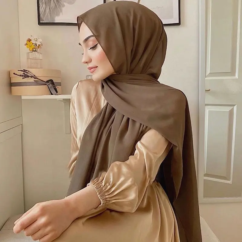 Hijab musulman en mousseline de soie, écharpe personnalisée de perles Georgette, Hijab à bulles, mode arabe malaisienne, exportation, vente en gros