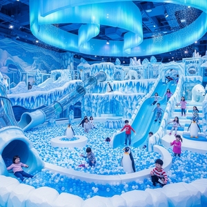 Équipement de terrain de jeux intérieur sur le thème de la neige et de la glace, château gonflable pour enfants, centre de jeux doux avec toboggan, piscine à balles, jeux de parc d'attractions - Product Image 2