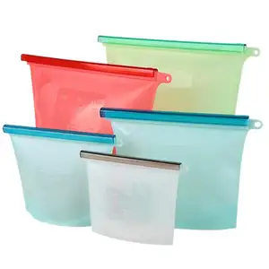 Eco Friendly Fresh-Keeping Food Grade Reusable Freezer Cooler Silicone Freezer Bags Food Storage