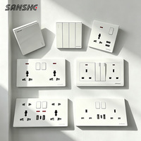 Interruptores de Luz y Tomas de Corriente de Pared con Panel Completo de Lujo Tipo 147 86 Estándar del Reino Unido SANSHE CE, con USB Tipo-C, para Decoración de Hogar, Hotel y Oficina