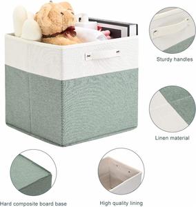 Boîtes de rangement en tissu de lin avec poignées, pliables, pour l'organisation des placards, des tiroirs et de la maison - Product Image 3