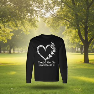 Camiseta de Manga Larga Unisex con Cuello Redondo y Estampado Digital para Concientización sobre la Salud Mental, Promocional para Adultos - Product Image 3