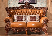 Ensembles de canapé en cuir classique, meubles de salon, style européen antique
