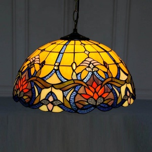 LongHuiJing Tiffany Pendant <b>Lighting</b> Fixtures Hanging Lamp Handmade Stained Glass <b>Light</b> W16 Baroque Ceiling <b>Lights</b> - Product Image 2