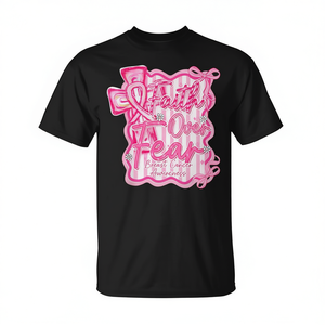 Camiseta con lazo rosa de concienciación sobre el cáncer de mama, Fe sobre Miedo - Product Image 2