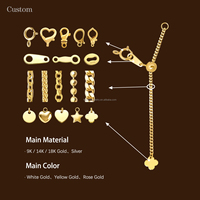 Chaîne d'Extension en Or Massif 14 Carats pour Bijoux avec Fermoir Réglable en Forme de Fleur, pour Bricolage Collier Bracelet