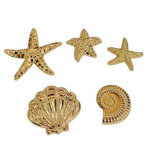 Großhandel Metall-Goldbroschen: Modische Seestern- und Muschelform-Broschen aus Zinklegierung, goldene Anstecknadeln - Product Image 1