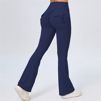 Celana Yoga Model Bell-bottom Eropa dan Amerika, Celana Olahraga Fitness Kaki Lebar, Celana Bootcut Pinggang Tinggi Cepat Kering