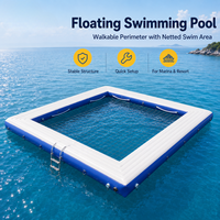 Piscina Flotante Inflable Profunda con Plataforma de Red para Marina, Lago o Club, Venta al Por Mayor