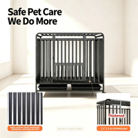 Cage pour chien en tube carré, cage en métal robuste, pliable, plateau amovible, niche noire et blanche pour chiens de petite, moyenne et grande taille