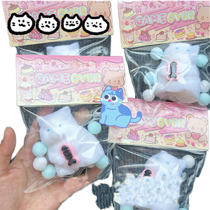 Jouet Squishy Classique en TPR Chat Bleu Tridimensionnel Anti-Stress, Cadeau pour Enfants et Adultes, Jouet à Presser pour Moment de Détente - Product Image 3