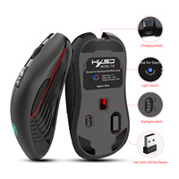 HXSJ T30 Mouse Gaming 7 tombol, kelas atas 2.4Ghz IC Nirkabel ergonomis pencahayaan warna-warni harga pabrik isi ulang