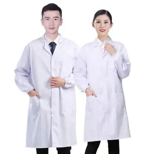 Blouse blanche Laboratoire Protection chimique Vêtements de travail Lycée Entrée Examen Poussière Docteur Alimentaire Usine Étudiant Blouse de laboratoire - Product Image 3