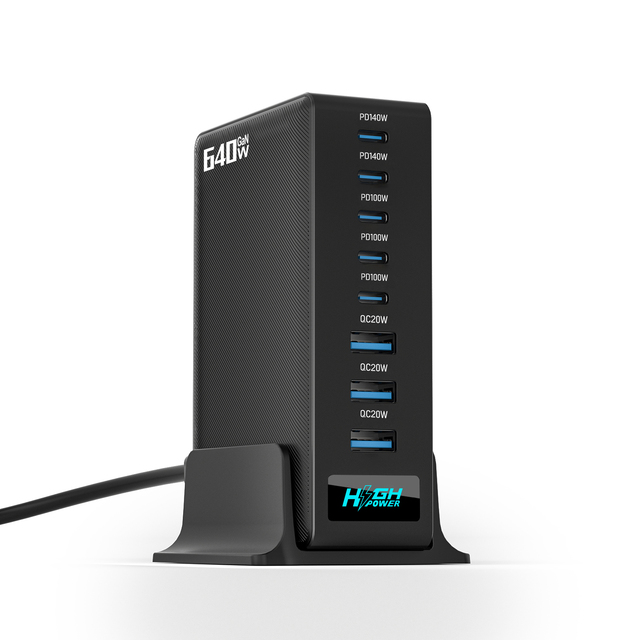 640W 380W USB C Charger PD3.1 Type C 140W GaN Fast Charging Multiple 8 Ports Desktop Charger Station for Phone Tablet and Laptop