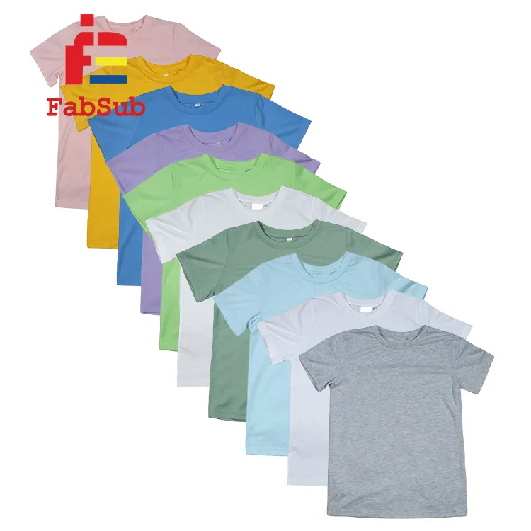 Camicie di colore chiaro 100 camicie di sublimazione in poliestere colori chiari colori pastello T shirt per bambini giovani più piccoli