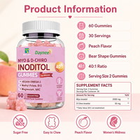 Gummies d'Inositol pour l'Équilibre Hormonal Féminin, Rapport 40:1 Myo-D-Chiro, Sans Sucre, Soutien Ovarien, OEM ODM Marque Privée Vente en Gros