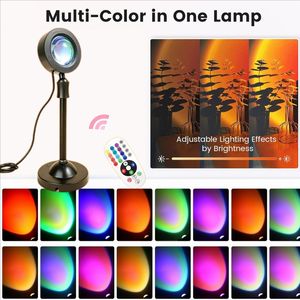 Lámpara de Proyección de Atardecer USB con Control Remoto, 16 Colores, 180 °   Lámpara de Mesa Decorativa con Rotación para Dormitorio, Ambiente Fotográfico - Product Image 5