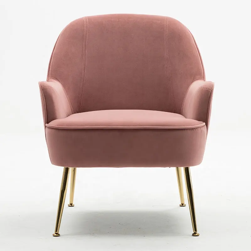 Venta caliente muebles rosa de tela de terciopelo de lujo sillón para sala