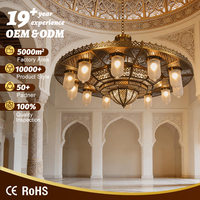 Lampe suspendue professionnelle pour mosquée, lustre islamique LED, éclairage de grand diamètre pour salle de prière de mosquée