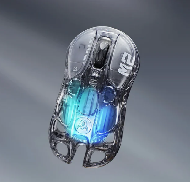 GravaStar Mercury M2 Transparent Black Tri-Mode Wireless Gaming Mouse PAW3395 26K DPI 79g Magnesium Alloy Red Dot Award