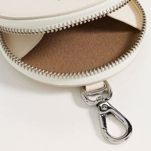 Custom Beige Leather <b>Small</b> Coin Bag Hook Portable Unisex Zipper Card <b>Purse</b> Shopping Walking Dog Traveling Eco-Friendly Chain - Product Image 4