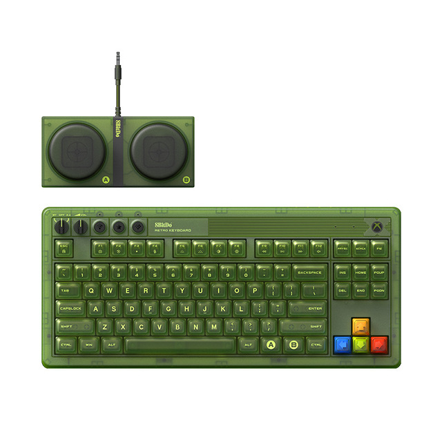 Equipped With Large Keys 8BitDo Retro87 Mechanical Keyboard Features Retro Style Green Translucent Keyboard