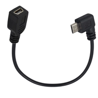 Cable de Extensión USB 2.0 Micro USB Macho a Hembra Mini de 5 Pines, PVC Negro, 0.3M de Longitud, para Cámaras de Computadora, Directo de Fábrica en China