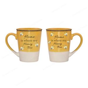 Taza de cerámica esmaltada con diseño personalizado, taza de café de abeja y miel, Color amarillo - Product Image 5