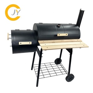 Doppio barile bbq griglia a carbone portatile fumatore griglie con tavolo in legno - Product Image 5