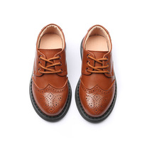 Chaussures de performance pour garçons en microfibre à semelle souple et lacets, marron et noir, pour l'école, la scène et les fêtes