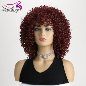 Cheapest high temperature fiber Kinky <strong>Curl</strong> Short Synthetic Non Lace Machine made <strong>wig</strong> Hairpiece for black women - Product Image 4