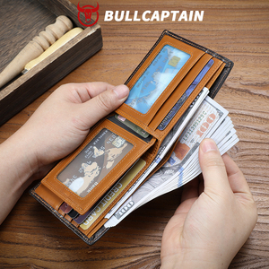 For Vintage Short Mens RFID Blocking Bifold Wallet Soft Genuine Leather Credit Card Flip up ID Coin <b>Purse</b> - Product Image 3