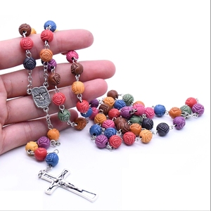 Colliers Chapelet Religieux en Perles Rose <span class=keywords><strong>Famille</strong></span> avec Croix – Cadeaux et Offres Spéciales – Perles <span class=keywords><strong>de</strong></span> Prière - Product Image 6