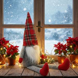 Gnomi Natalizi Rossi SANWEI, Peluche Tomte, Decorazione Babbo Natale Svedese, Gnomo Scandinavo Senza Volto, Decorazione Festiva per Casa e Tavolo - Product Image 3