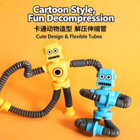 Jouet robot télescopique lumineux à ventouse, jouet sensoriel éducatif et de décompression pour enfants, vente en gros directe usine