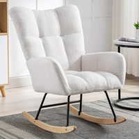 Fauteuil à Bascule Moderne Nordique Rembourré Personnalisé avec Accoudoirs, Fauteuil à Dossier Haut, Blanc