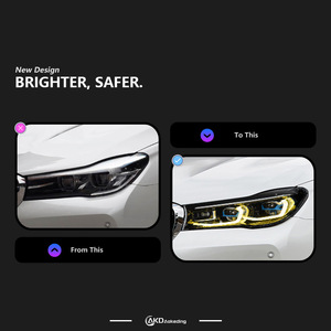 Gruppo Fari a LED Proiettori Compatibili con <span class=keywords><strong>BMW</strong></span> Serie 7 G11 G12 2016-2018, Senza Modifiche al Paraurti, Occhio Dorato - Product Image 6