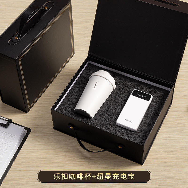 [Juego de dos piezas blanco] Taza de café Lock &amp; Lock y banco de energía Newman