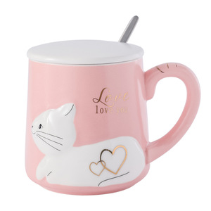 Mug en céramique avec motif de chat et cœur, couleur bleue, pour usage domestique, cadeau - Product Image 4