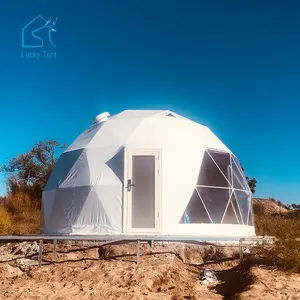 Outdoor Glamping Equipment 4 Season Clear Plastic Dome Tent Geodesic Dome House For Cold Winter With Chimney