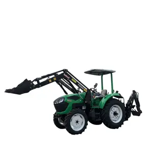 Harga rendah 4x4 4wd lebar ban pertanian Emark sertifikasi mesin Diesel 90Hp dengan Front End Loader dan traktor pertanian Backhoe