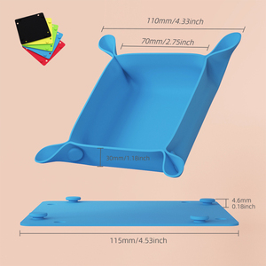 Plateau à dés carré en silicone pliable, récipients de rangement portables pour jeux de société, pour pièces de jeux de table, aliments, bijoux, multifonction - Product Image 3
