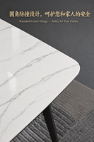 Table à manger minimaliste italienne en pierre frittée, 4 motifs disponibles avec chaises orange/noir/bleu