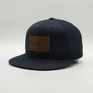 Custom High Quality 6 Panel Leather Patch Logo Snapback Hat,Hip Pop Flat Brim Snapbacks,Men Acrylic Wool Gorras Cap