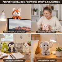 Boneka Hewan Peliharaan Berbaring 15cm, Dekorasi Meja Komputer Lucu, Mainan Hewan Isi Lembut untuk Kantor, Laptop, Hadiah Penenang untuk Rekan Kerja