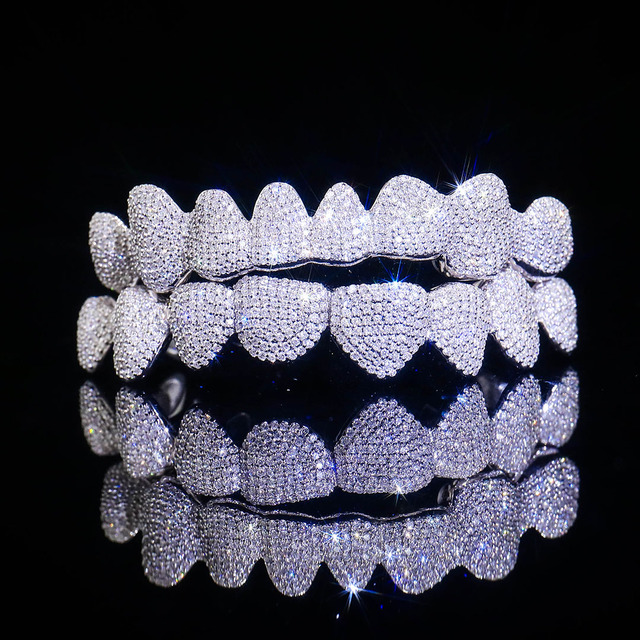 Luxury Custom DEF VVS Hip Hop Moissanite Grillz in Real 10K 14K 18K Gold for Men and Women Diamond Ice Out Grillz