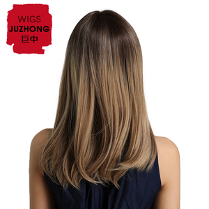 Haircube 20 "lungo lisci capelli in fibra sintetica <span class=keywords><strong>parrucca</strong></span> <span class=keywords><strong>con</strong></span> frangia rosso marrone chiaro Costume donna parrucche per donna nero/bianco - Product Image 4